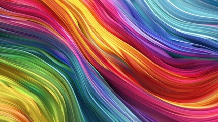Fluid ribbon strokes in rainbow colors forming a vibrant and dynamic wave pattern.