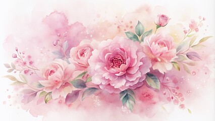 Obraz premium Delicate pink watercolor wet wash splash design elements in soft, blended hues, perfect for adding an elegant, artistic touch to wedding, birthday, or event invitations.