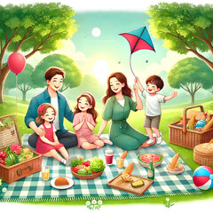 Family Enjoying Picnic in the Park