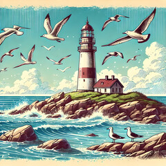 lighthouse on the sea