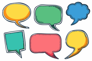 Vecor set of flat colorful speech bubbles Banners, price tags, stickers, posters, bubble, badges. Isolated on white background