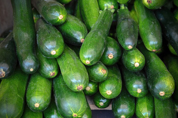 cucumbers stacked at the farm market organic vegetables