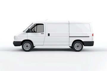 Side view of white mockup van car is isolated on white background