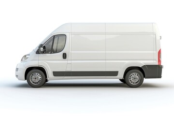 Side view of white mockup van car is isolated on white background