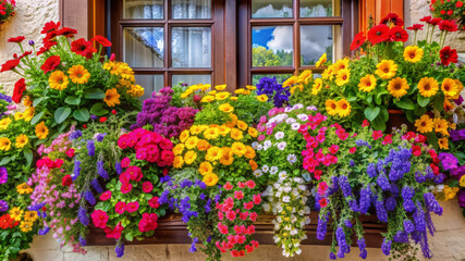 Colorful Window Box Flowers.