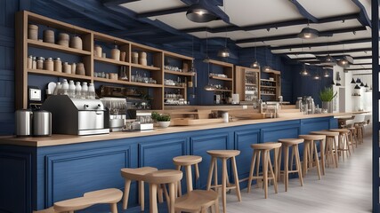 cafe with indigo wooden style