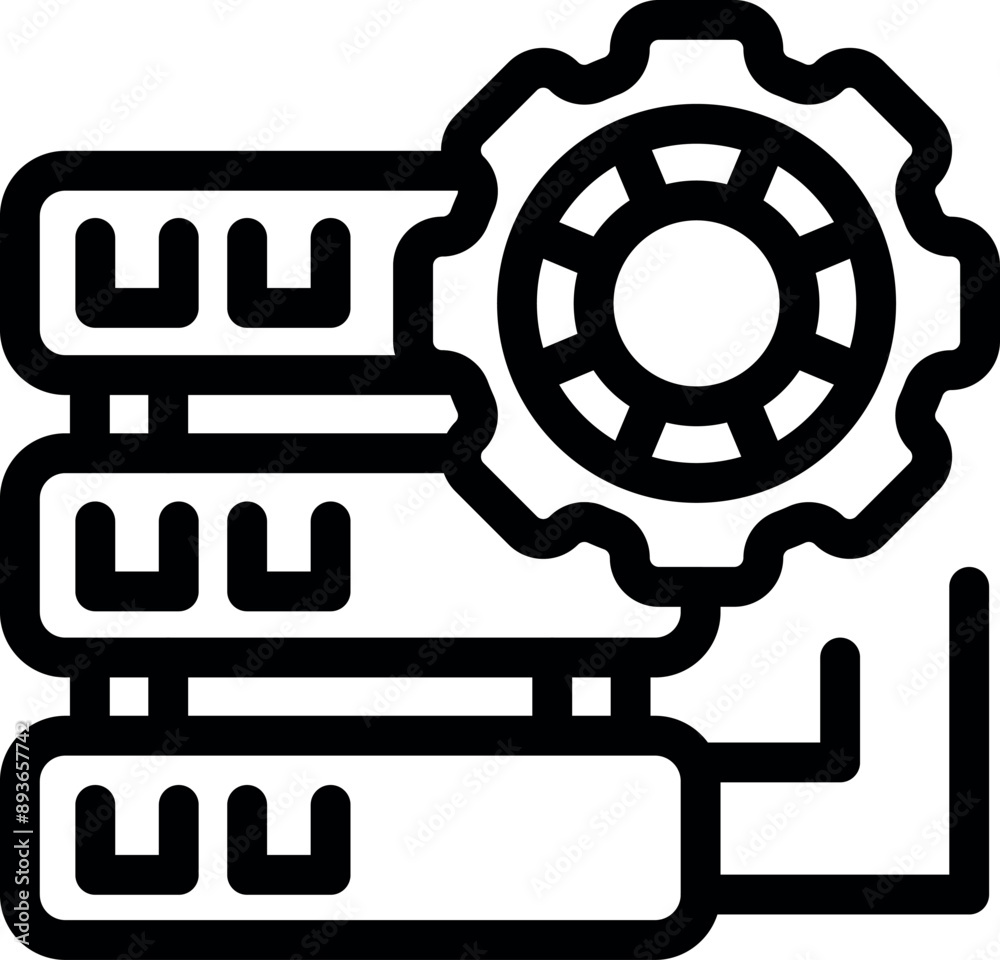 Poster line icon representing the concept of web hosting server configuration