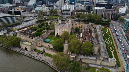 dron photo of London tower