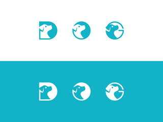 letter D dog pet animal logo vector template 