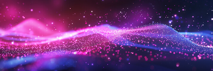 Fototapeta premium Blue purple luminescent particle technology background