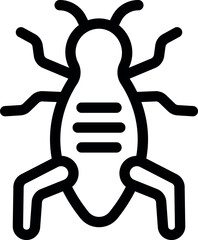 Simple line drawing depicting a beetle insect with a segmented body and six legs, suitable for educational resources