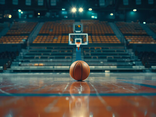 Close-Up of Basketball on Stadium Court Before Game