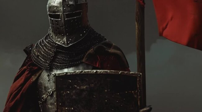 Medieval templar knight scene
