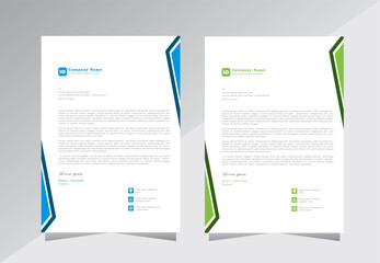 Modern creative clean business letterhead design template  with blue and green colour, corporate letterhead vector, a4 size letterhead template.