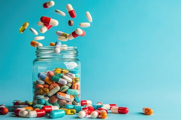 Close up medicine pill for painkiller. Pharmacy background concept.