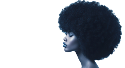 Side profile of a woman with an afro hairstyle.