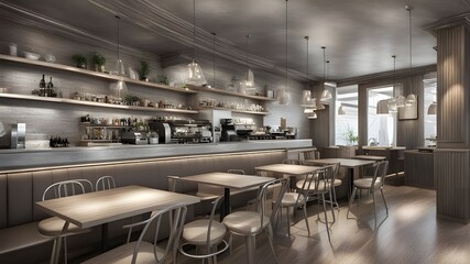 Obraz premium cafe with silver wooden style