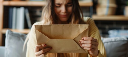 Emotional Woman Reading Heartfelt Letter at Home - Concept of Love, Connection, and Sentimentality