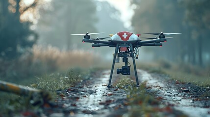 Drones Delivering Medical Supplies to Remote Locations Showcasing Humanitarian Aid and Technological