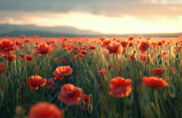 Red Poppies in a Field of Wheat
