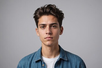Obraz premium Portrait of Non binary person standing over isolated background relaxed with serious expression on face. simple and natural looking at the camera.