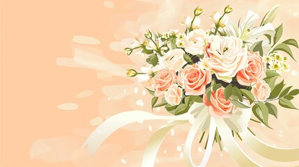 Naklejka premium A beautiful bouquet of pink roses, perfect for weddings and celebrations.