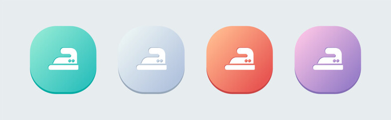 Iron clothes solid icon in flat design style. Laundry signs vector illustration.