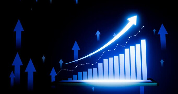 Candlestick chart Investing in the stock market. Bar graph represents transactions, buying and selling all the time. Digital or online speculative trading background or wallpaper. 3d rendering