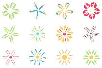 Flower icon set. Botanical floral design