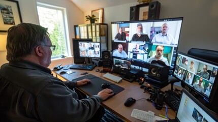 Remote Training Session Led by Instructor in Professional Home Office Setup