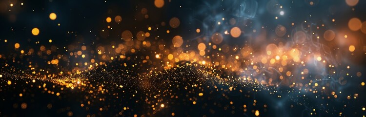 Obraz premium Golden Bokeh Lights on Black Background