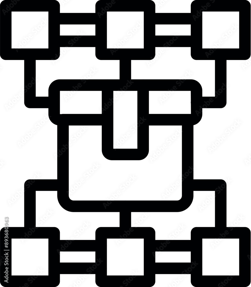 Poster symbolic representation of blockchain technology, showcasing its ability to securely link data block