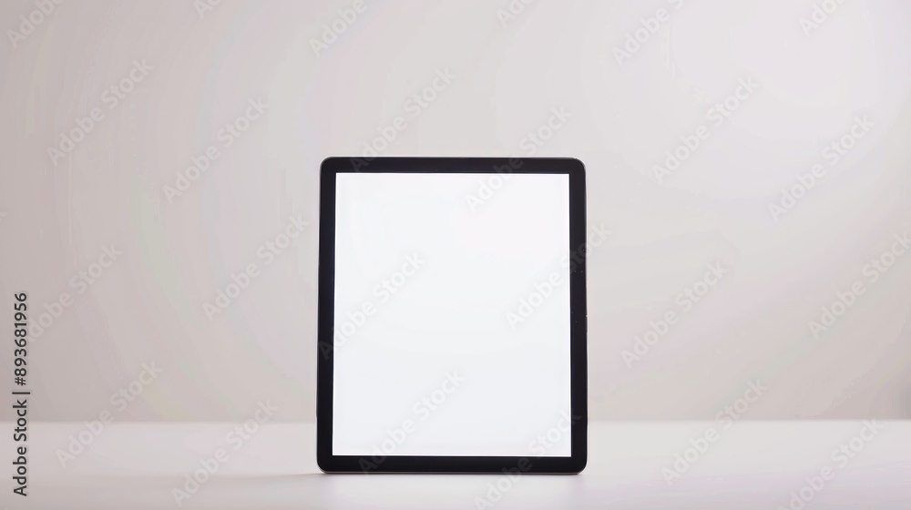Poster displaying digital device with empty screen on white background