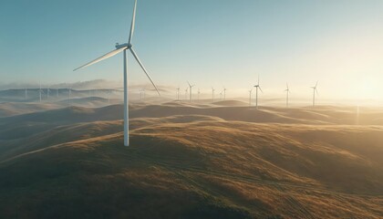Windmill electricity and aerial view of turbine: sustainable power with renewable energy and environmental efficiency