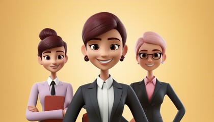 A working team of professionals. 3d illustration. Cartoon characters. Business teamwork concept.

