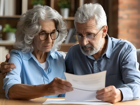 Senior Couple Reviewing Life Insurance Policy for Future Financial Security