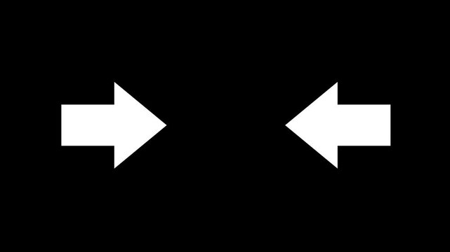  Two animated white arrows on a black background. 4K animation
