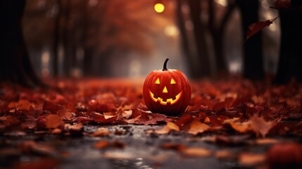 Halloween background concept with pumpkins.