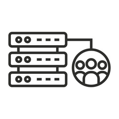 User Group Profile with Database shows group data analysis outline icon, editable vector illustration and transparent graphic element. Isolated on white background