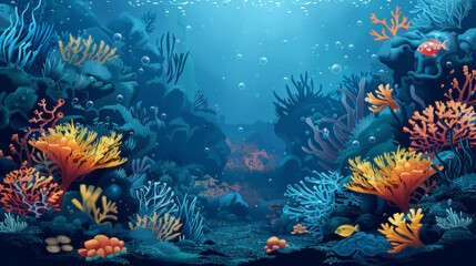 Fototapeta premium Design templates with underwater parts and coral