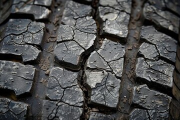 Close up of a worn tire tread