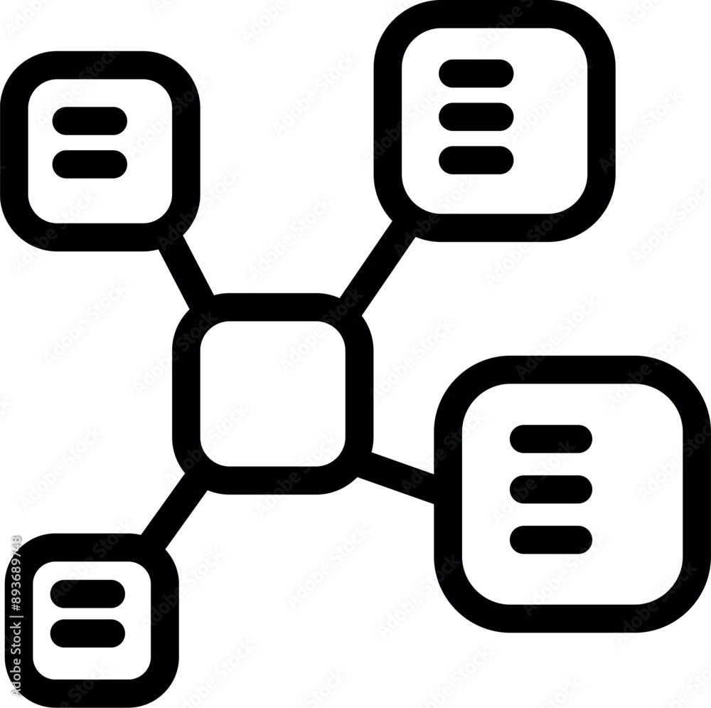 Poster decentralized network is connecting blocks of data through a central hub, symbolizing the flow of in