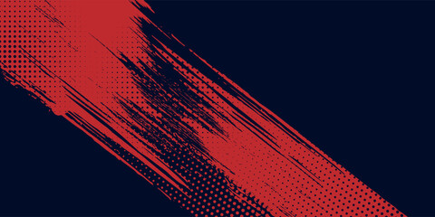 Dots halftone red and blue color pattern gradient grunge texture background. Dots pop art comics sport style modern blue abstract background