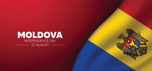 Moldova Independence Day 27 August waving flag vector poster