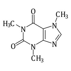 Chemical formula of Caffeine. Vector