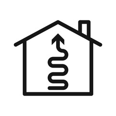 House heating icon Black line art vector logo