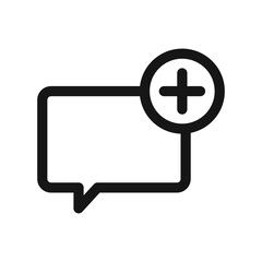 Fototapeta premium Add chat icon Black line art vector logo