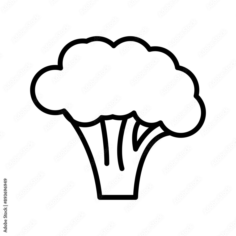 Wall mural broccoli icon (2) black line art vector logo