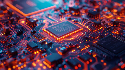 Obraz premium Chip, close-up, microscale