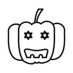 Halloween pumpkin icon Black line art vector logo